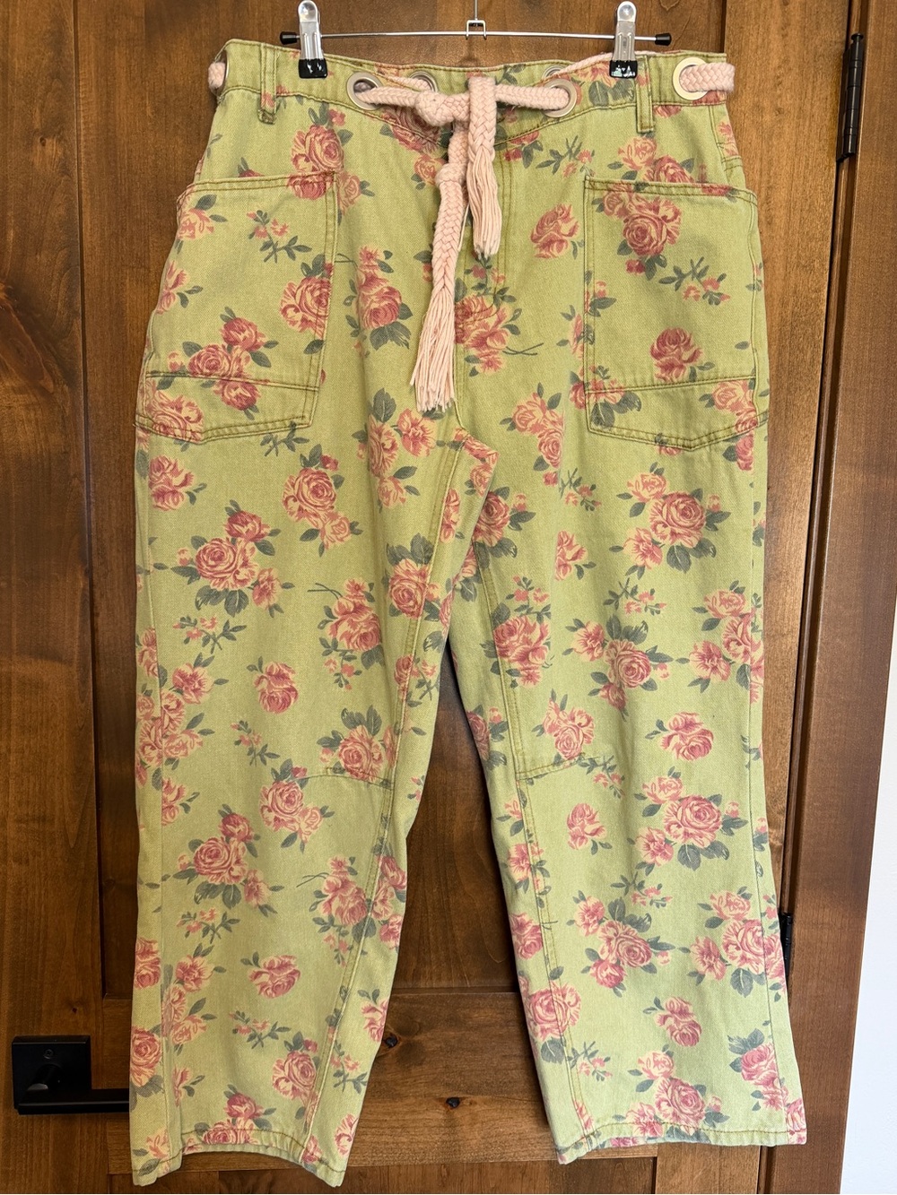 BIBI green floral denim jeans size XL